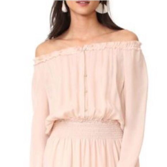 NWT LoveShackFancy Smocked Washed Silk Maxi Dress In Powder Pink- Size XS - Picture 3 of 15